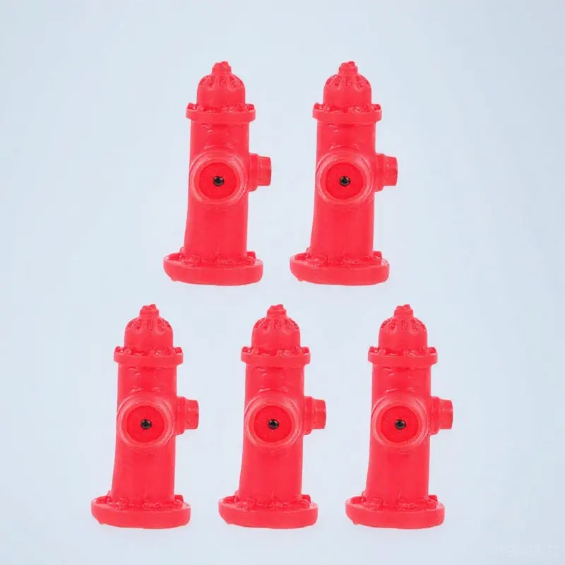 5Pcs Small Resin Fire Hydrant Traffic Sign Decor Realistic Fire Hydrant for Sand Table Landscape Desktop Ornament Micro