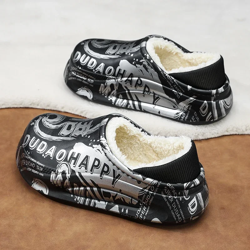

Зимние тапочки из ЭВА, мужские парные теплые меховые водонепроницаемые противоскользящие удобные домашние и уличные хлопковые сабо, легкие шлепанцы