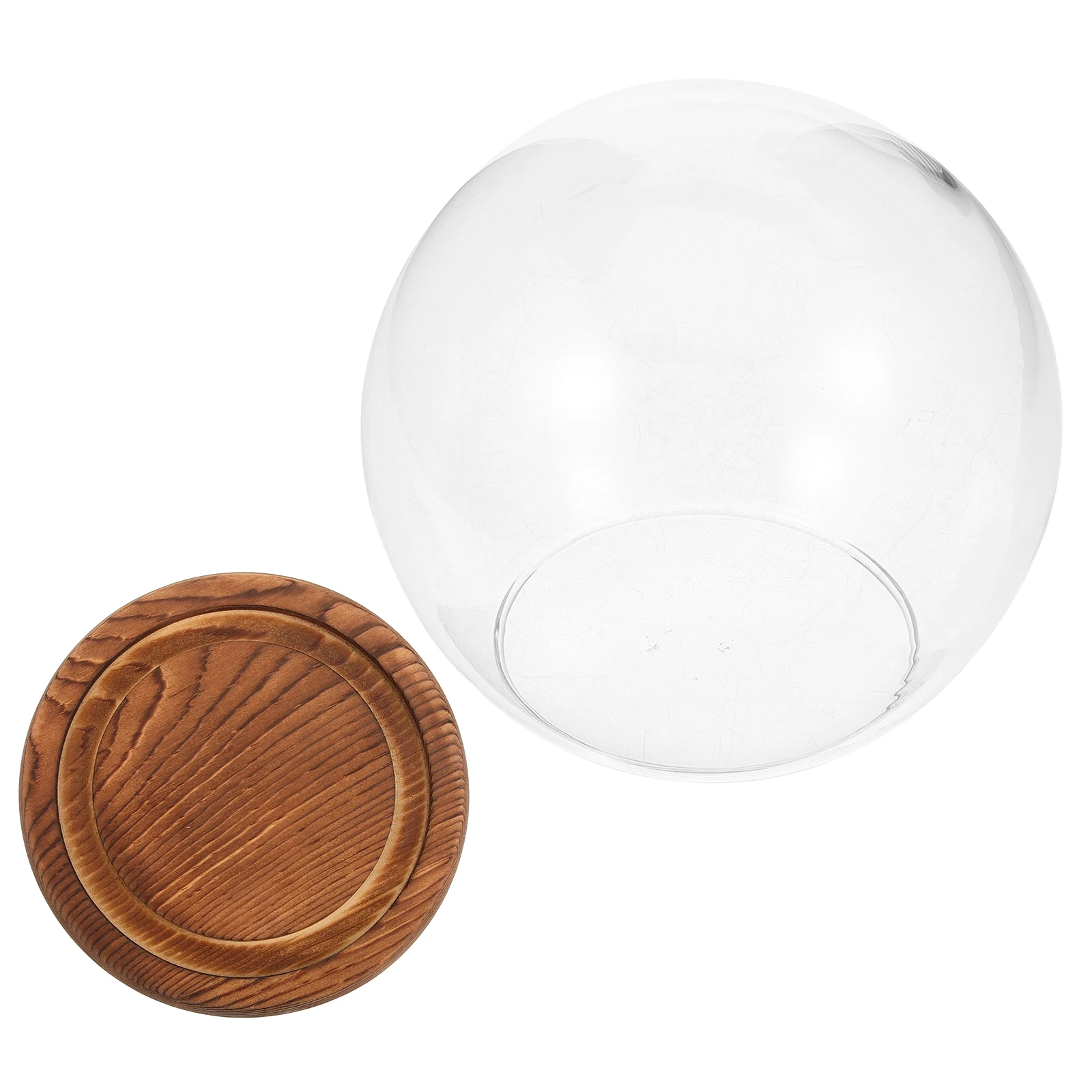 

1 set 1 Set Round Glass Cloche Wood Base For Eternal Flowers Transparent Showcase Vintage Decorative Cover Creative Desktop