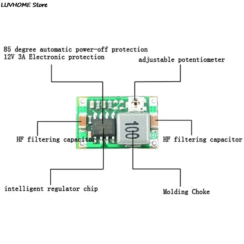 1PCS/ 5PCS/10PCS 3A MINI DC-DC STEP DOWN CONVERTER VOLT REGULATOR 5V-23V TO 3.3V 6V 9V 12V 340KHz