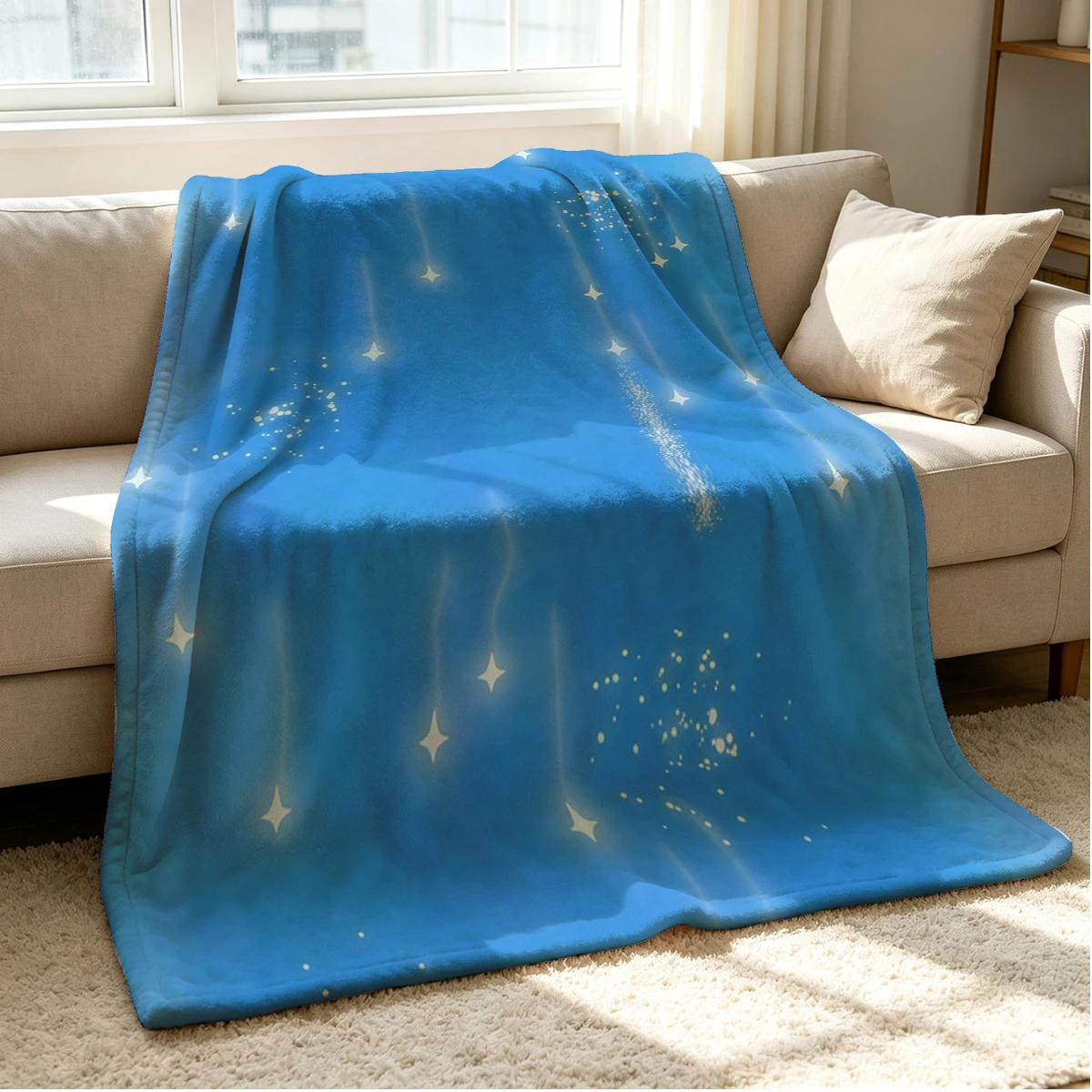 Star Shower Flannel Blanket Warm Soft Halloween Christmas Couch Warm Cozy Decorative Decor Gift for All Season
