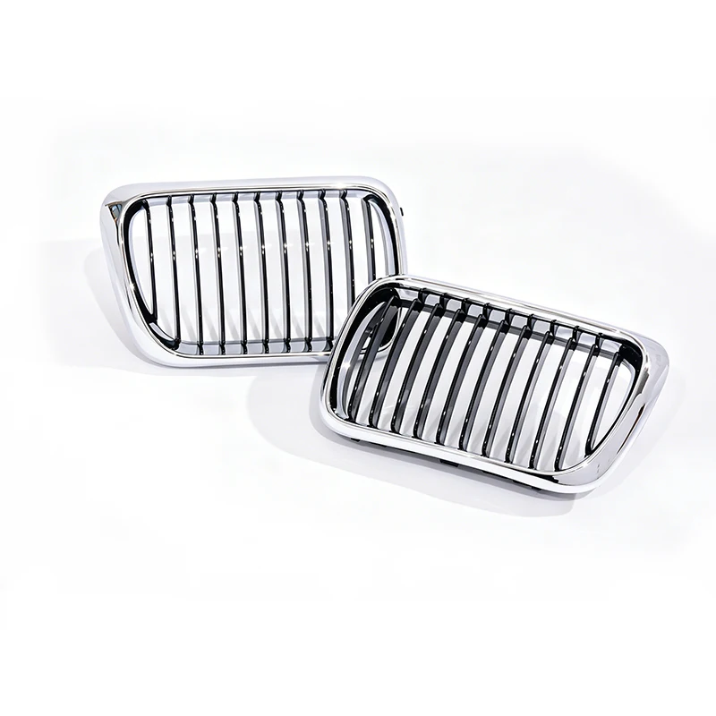 Chrome/ Black Single/Double Slat Kidney Grille for BMW E36 3-Series LCI 1997-1999 Grill 316 318 320 Thickened view 6