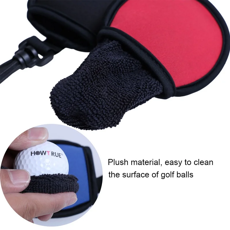 HOW TRUE Golf Ball Cleaner Pouch with Clip Portable Golf Pocket Ball Washer Pouch Combo