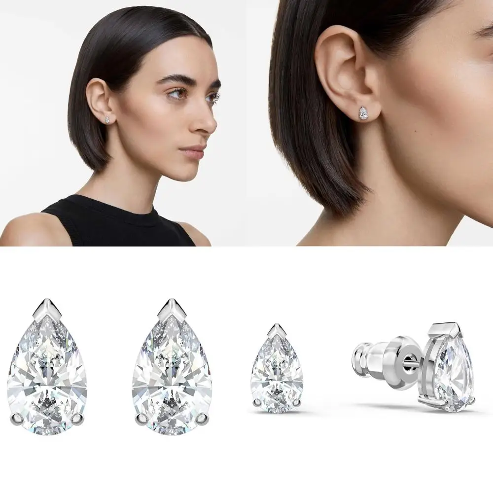 

Сверкающий ювелирный набор в форме груши с родиевым покрытием и прозрачными кристаллами