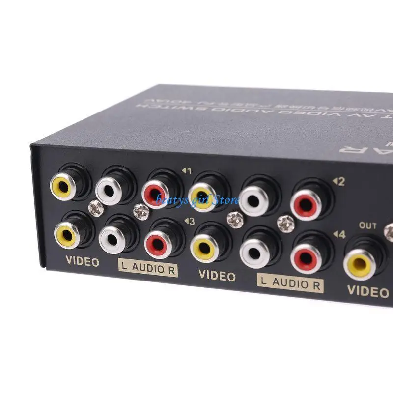 C7AB 4-Way AV Switch RCA Switcher 4 in 1 Out Composite Video L/R Selector Box