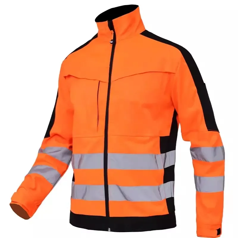 Safety Work Suit Men Mechanic Jacket and Pant Sets for Working Hi Vis Workwear Multi Pockets Workshop Uniforms