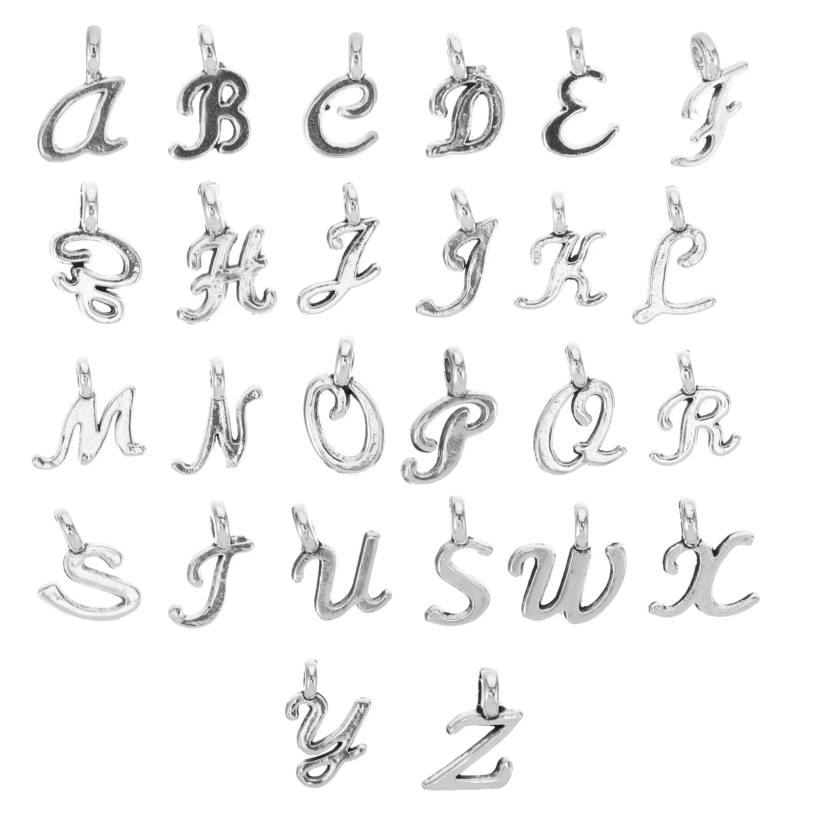 26Pcs Versatile English Letter Charms Metal Jewelry Charms for DIY Jewelry Making Necklace Bracelet Earrings Keychain Craft