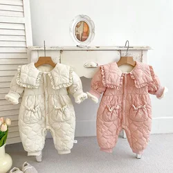 2024 New Winter 0-24M Toddler Baby Girl Thicken Warm Romper Infant Baby Girls Jumpsuit Children Thicken Warm Clothes