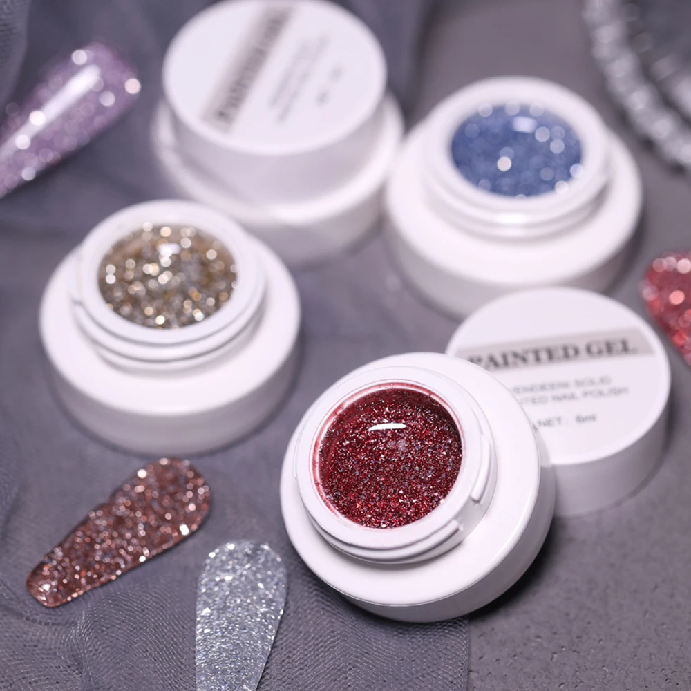 Vendeeni 6 cores reflexivo diamante quebrado gel unha polonês uv led glitter flash arte do prego verniz gel laca