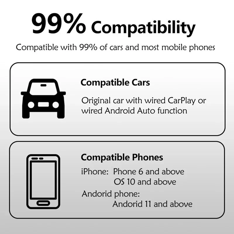 Беспроводной адаптер Carplay 2 в 1, USB-ключ, проводной Android Auto AI Box, автомобильный медиаплеер, адаптер Bluetooth с автоматическим подключением