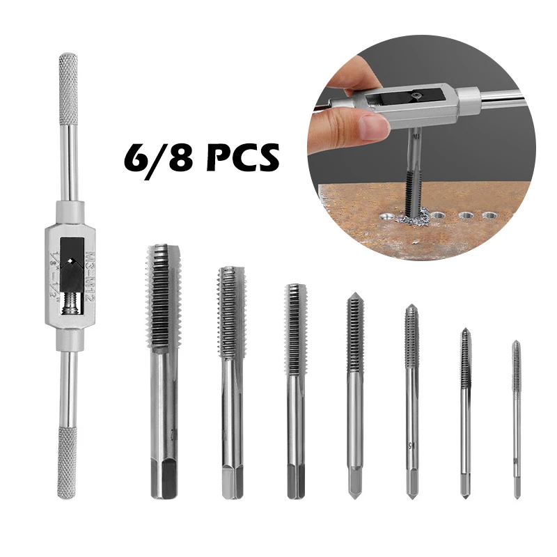 Metric Hand Tap Grupo Broca de Torneira Direita Hss M3-m12 Thread Punching Wrench Ferramentas Manuais Macho para Fazer Rosca em Aço Pcs Pcs