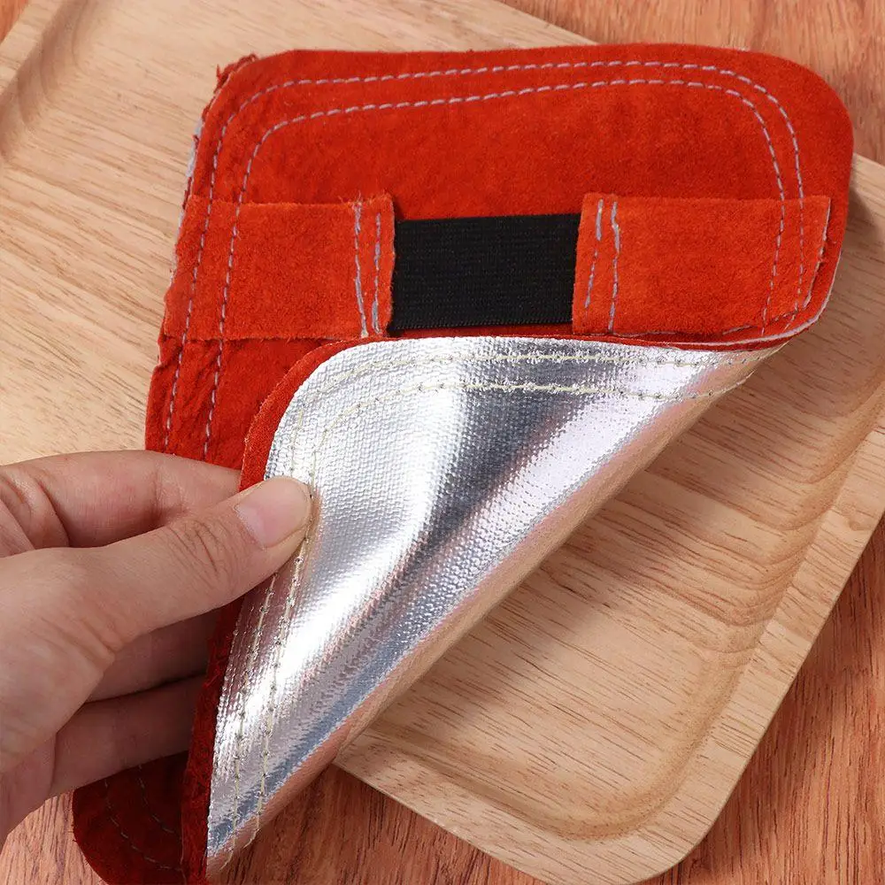 Hittebestendig Lashandschoenen Pad Brandwerende Verdikking Gealuminiseerde Achterkant Lashand Pad Koeienhuid Aluminiumfolie