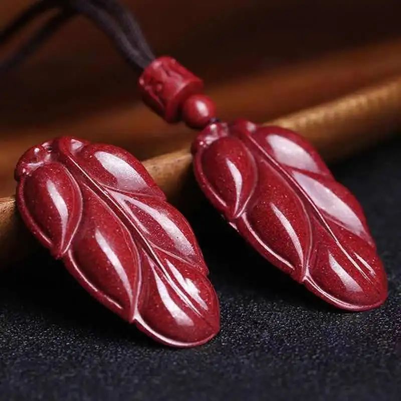 Cinnabar Pendant One Leaf Rich High Content Purple Sand Emperor Sandstone Birth Year Couple Necklace