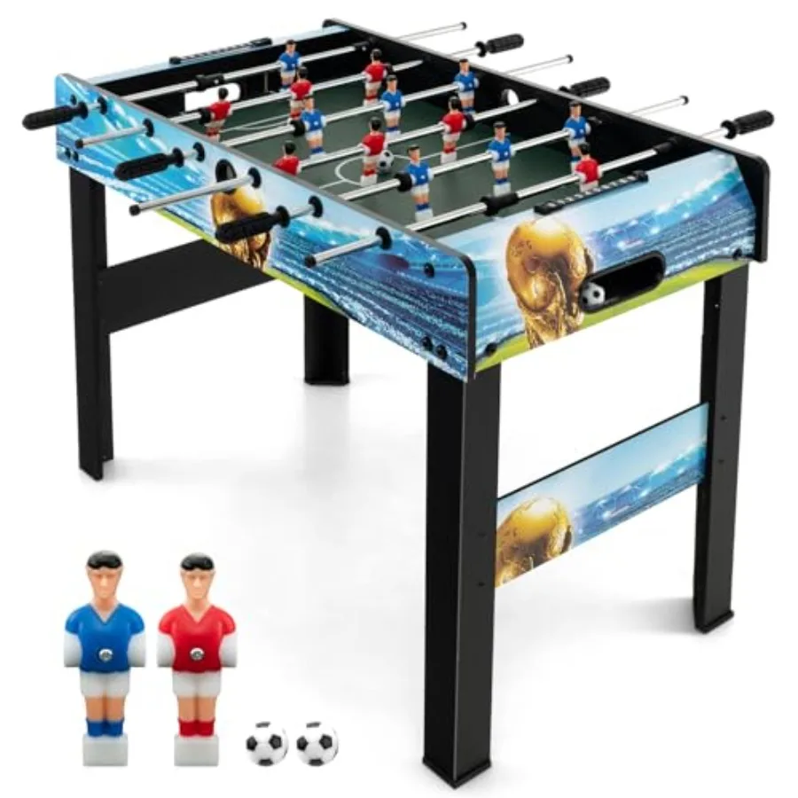 Mesa de pebolim 2 em 1, mesa de jogo de futebol independente com perna removível, alça ergonômica, 2 bolas, adultos, jovens, foo