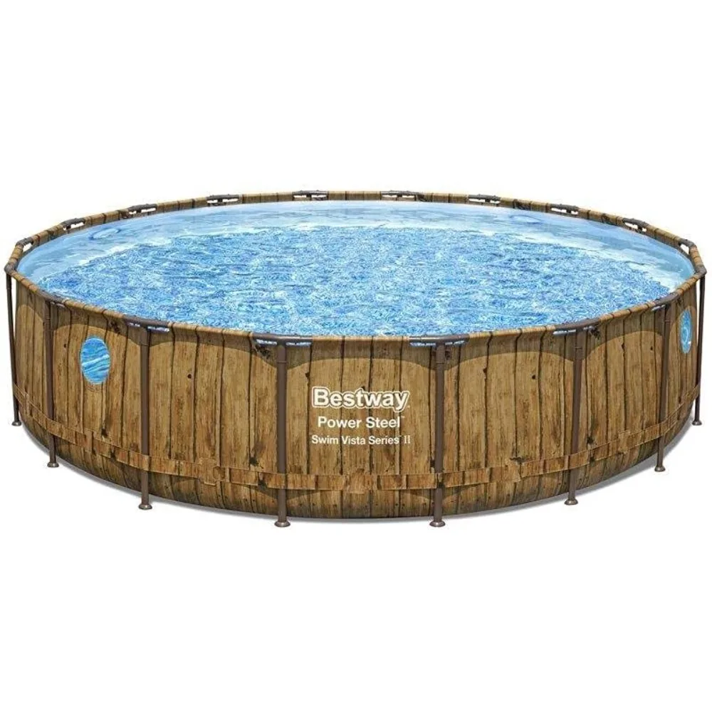 Power Steel Swim 18' Round Above Ground Pool Set