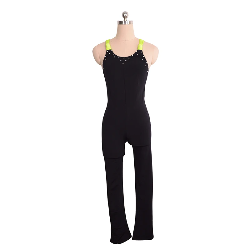 Nasinaya figure skating black girl tights kids one custom woman skating training outfit
