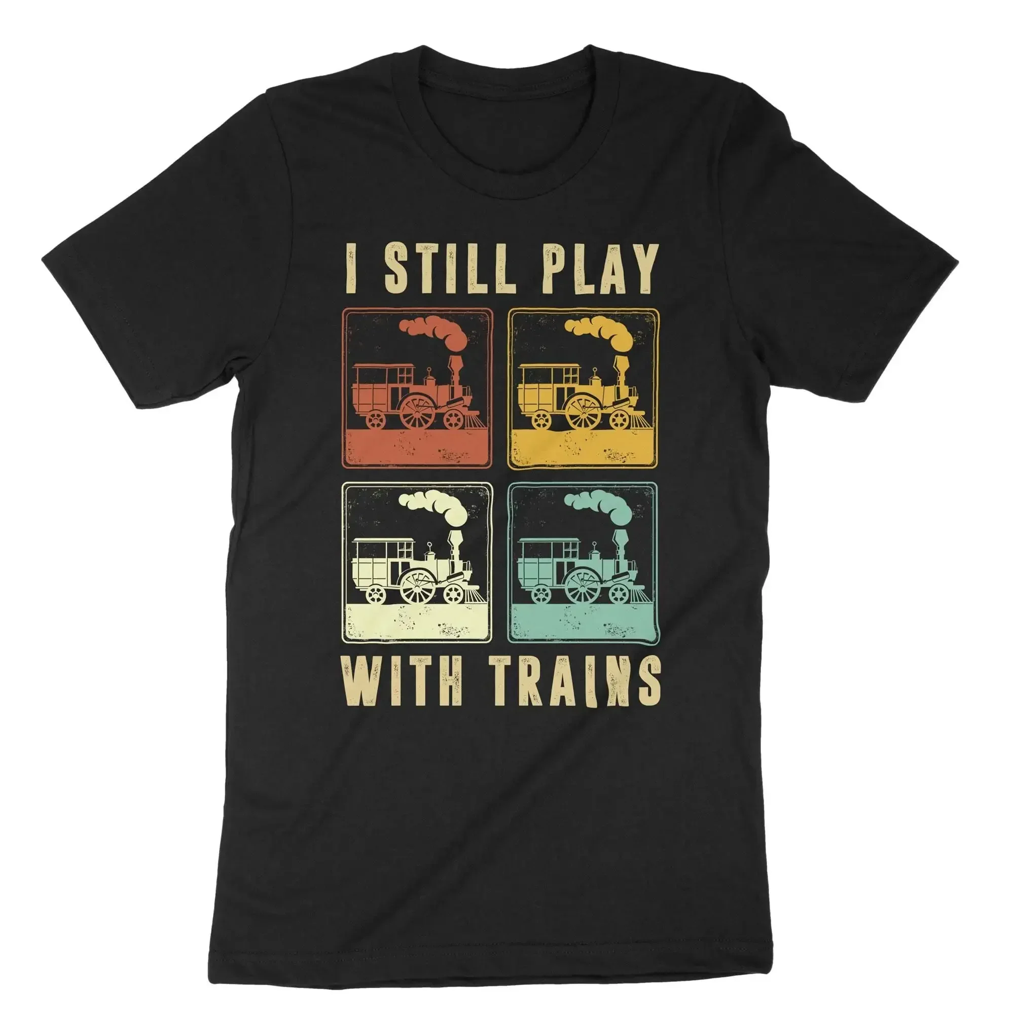 Ich spiele immer noch mit Zügen. T-Shirt mit Lokomotiefahrer-Motiv zum Geburtstag des Ingenieurs