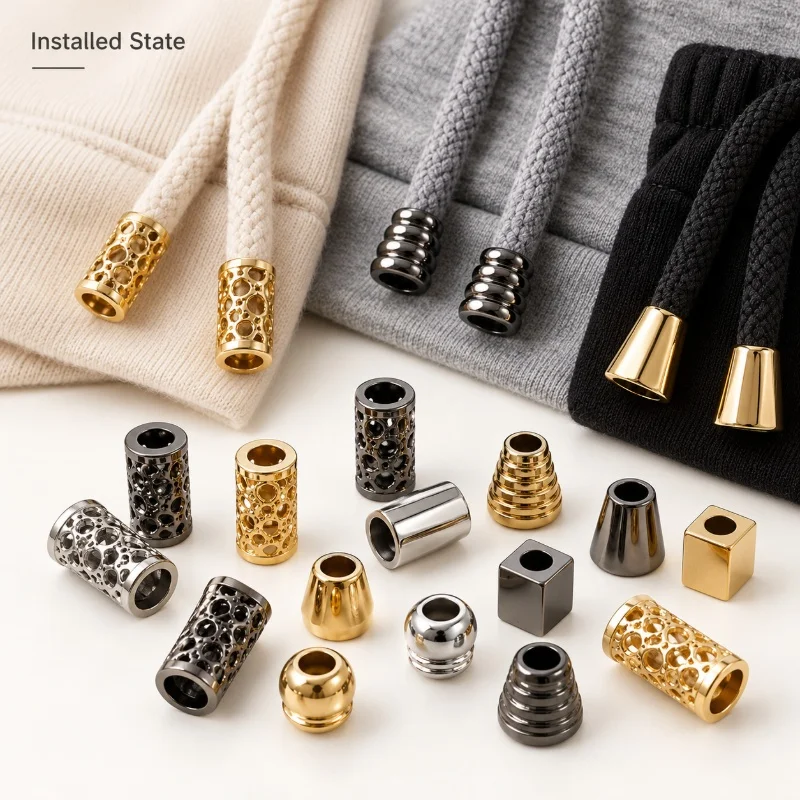 50Pcs Metal Cord Lock Stoppers Hoodie Drawstring Clasp Pants Waist Rope End Buckle Jacket String Retainer DIY Sewing Accessories