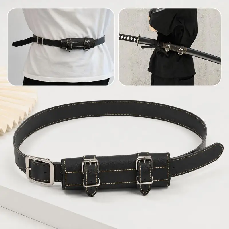 Samurai Sword Waist Belt, Adjustable Katana Holder for Cosplay Costume, Stage Performance, Renaissance Fair