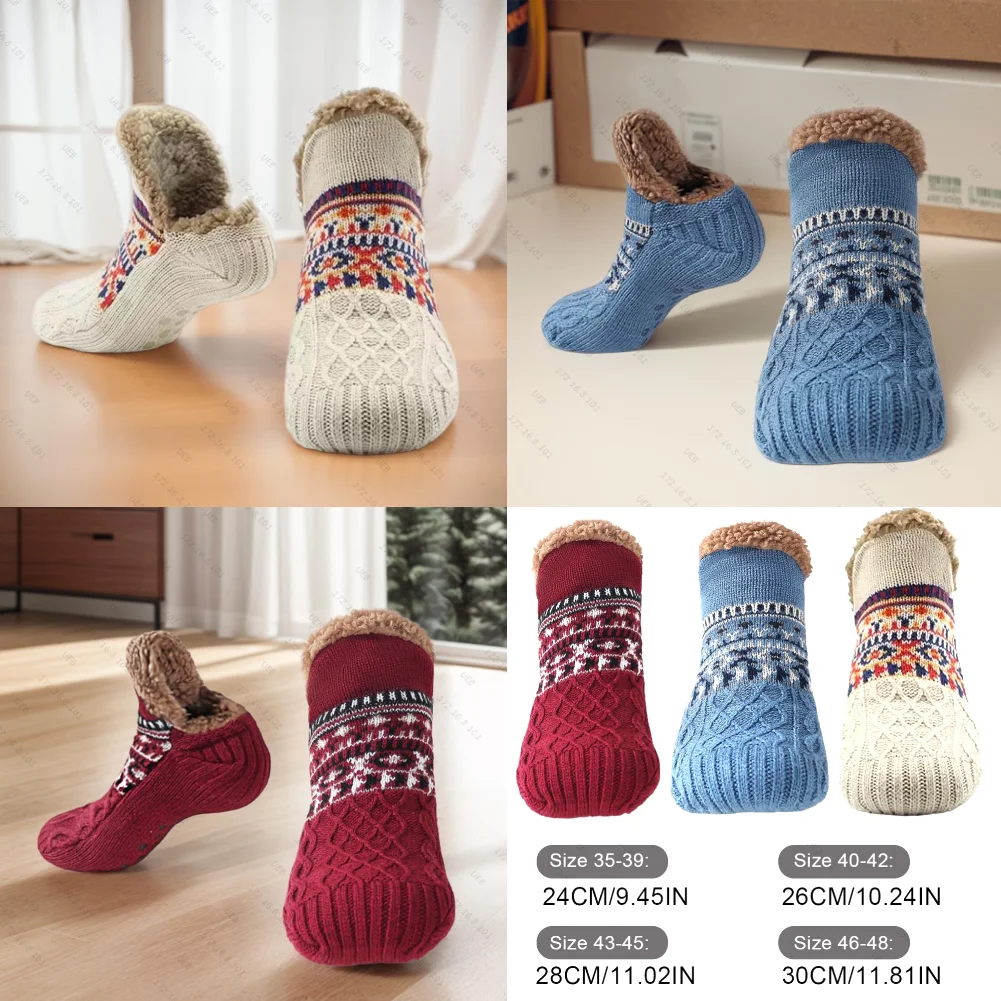 Herfst En Winter Vloer Sokken Thuis Warm Vrouwen Mannen Sokken Sneeuw Sokken Slaap Tapijt Sokken Slippers Sokken Mannen Antislip Yoga Sokken 2024