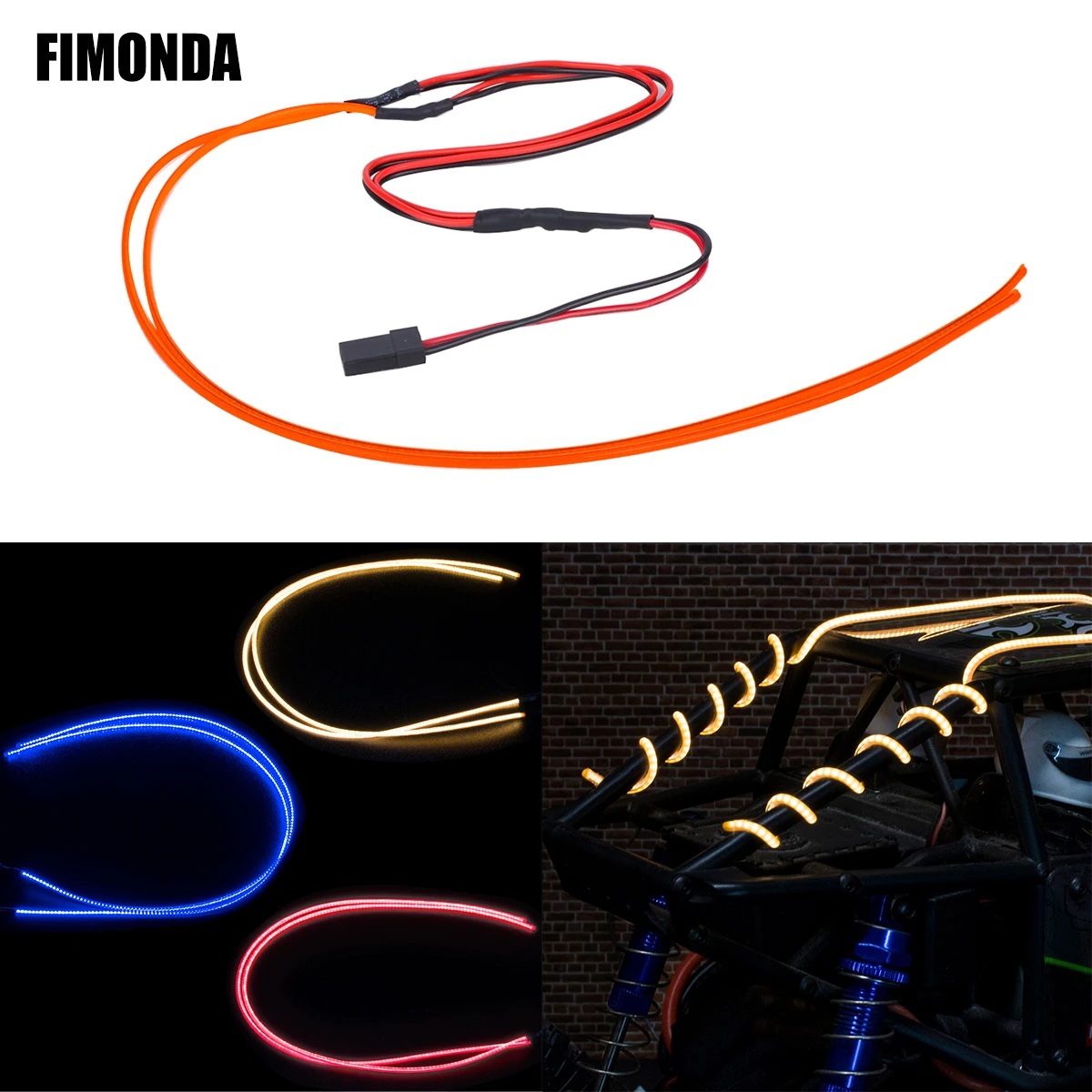 FIMONDA Wasserdichte, flexible, schneidbare LED-Lichtleiste, Dekorationsteile für 1/18 1/24 RC-Automodell (rot, blau, orange)