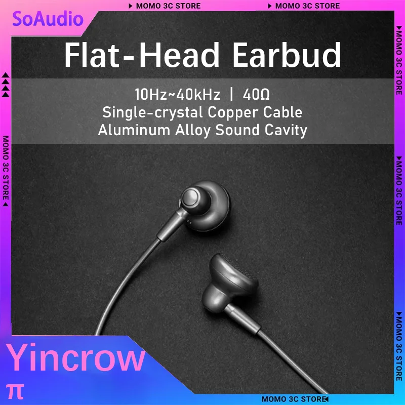 Fone de Ouvido Yincrow π com Driver de 14.8mm, Carcaça em Liga de Alumínio, Áudio HiFi, Headset Musical com Fio