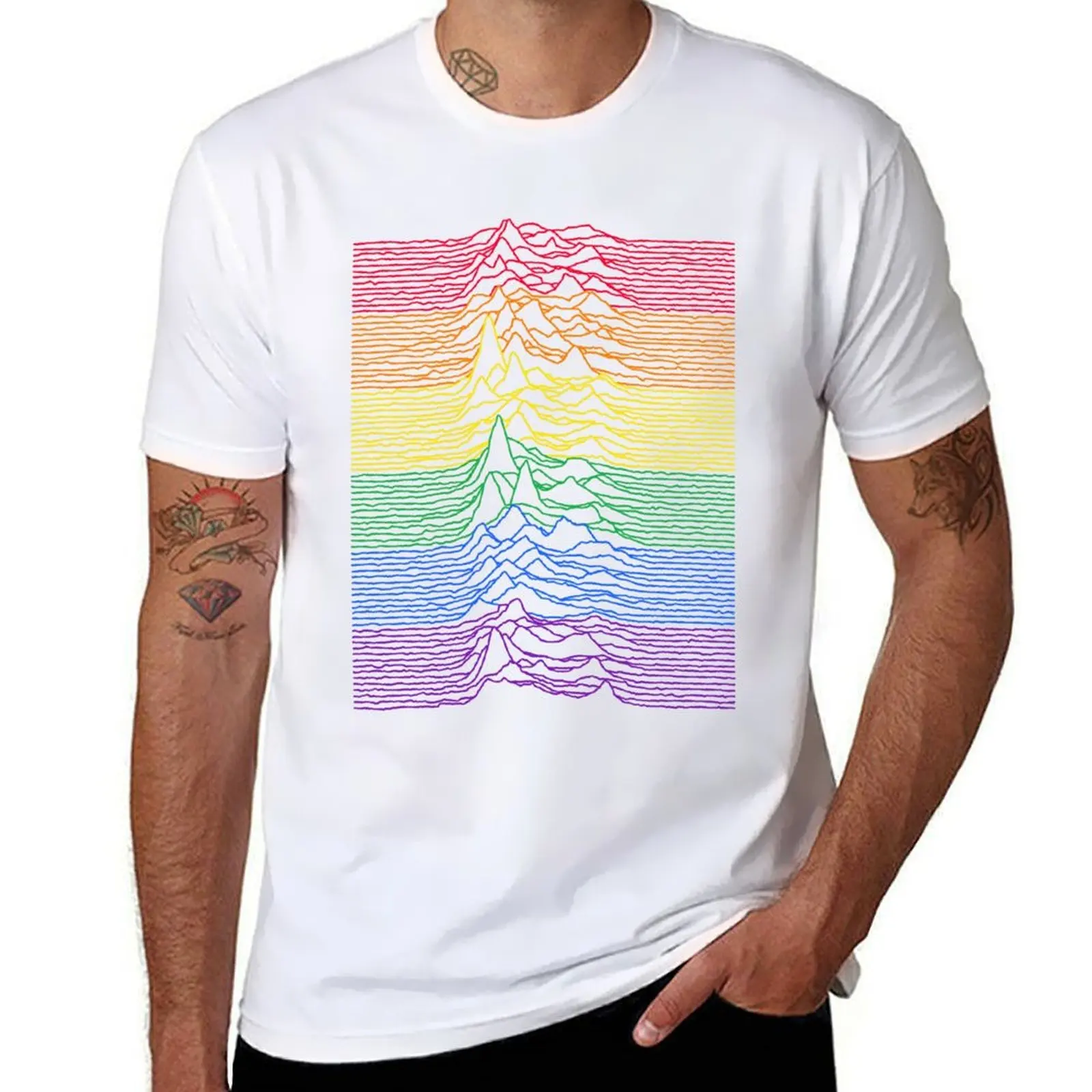 

Unknown Pleasures Rainbow LGBT edition T-Shirt man t shirts cotton printed t shirts for man T-Shirt