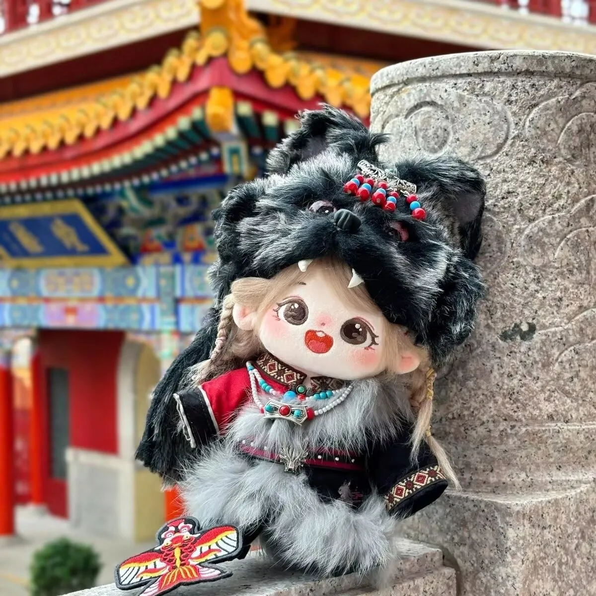 Vêtements de poupée en coton 20CM, vêtements tibétains, mignon, attribut de jeu, poupée masculine et féminine en peluche, style ethnique, ensemble de vêtements de robe tibétaine