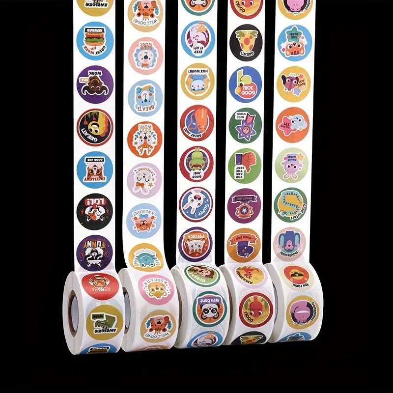 

Вдохновляющие наклейки-поощрения для учеников начальной школы, круглые мультяшные стикеры, подходят для декора, багажа и т.д.