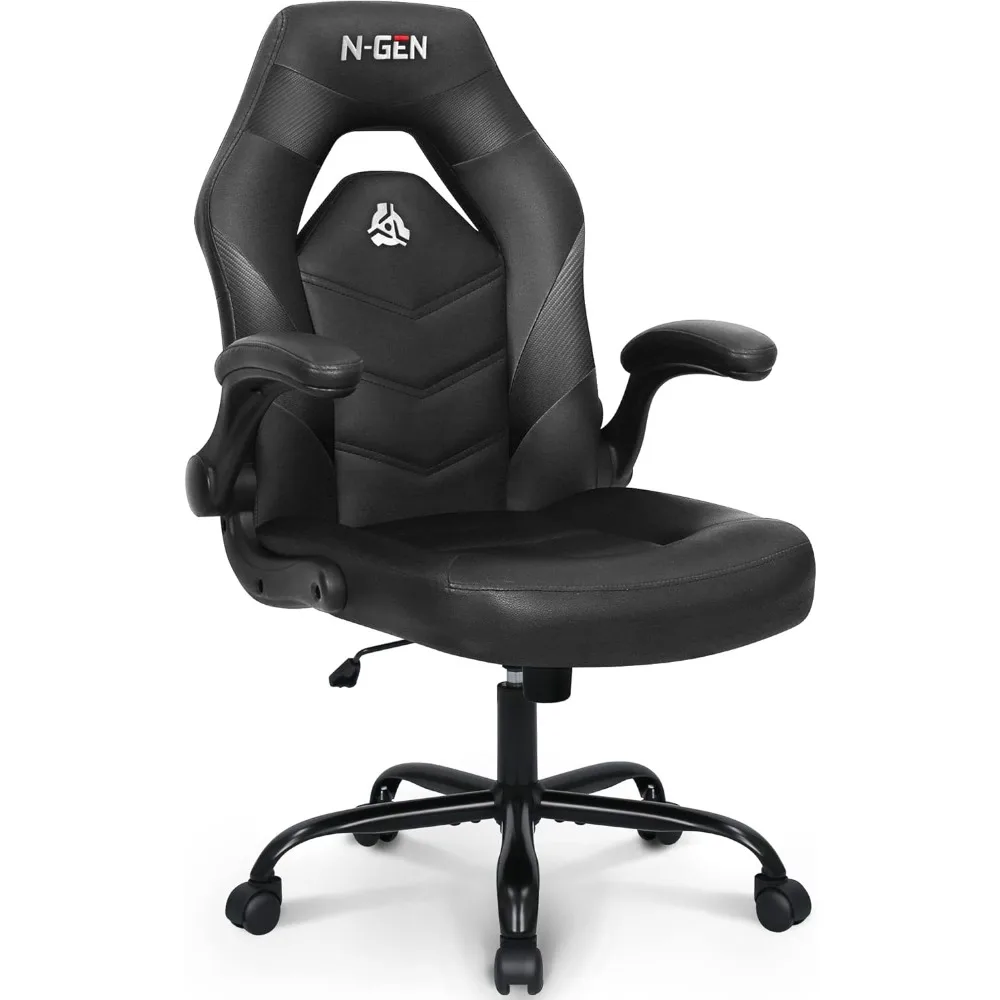 

Video Gaming Computer Chair Ergonomic Office Chair Desk Chair with Lumbar Support Flip Up Arms Adjustable Height Swivel