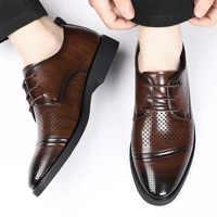 Chaussures Derby en cuir respirantes pour hommes, style estival, ajourées, à enfiler, confortables, antidérapantes, à semelle souple - SJ2501-1 6