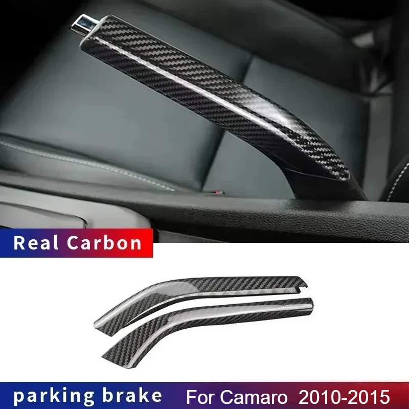 

For Chevrolet Camaro Real Dry Hard Carbon Fiber Handbrake Grips Cover Trim Interior Accessories Modification Interio 2010-2015