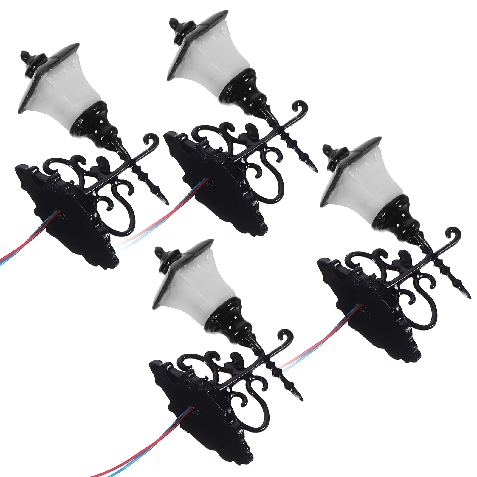 4 Pcs Mini Wall Lamp Model Safe Material Light Adornment Black Simulation Decor Dollhouse Moss Landscaping