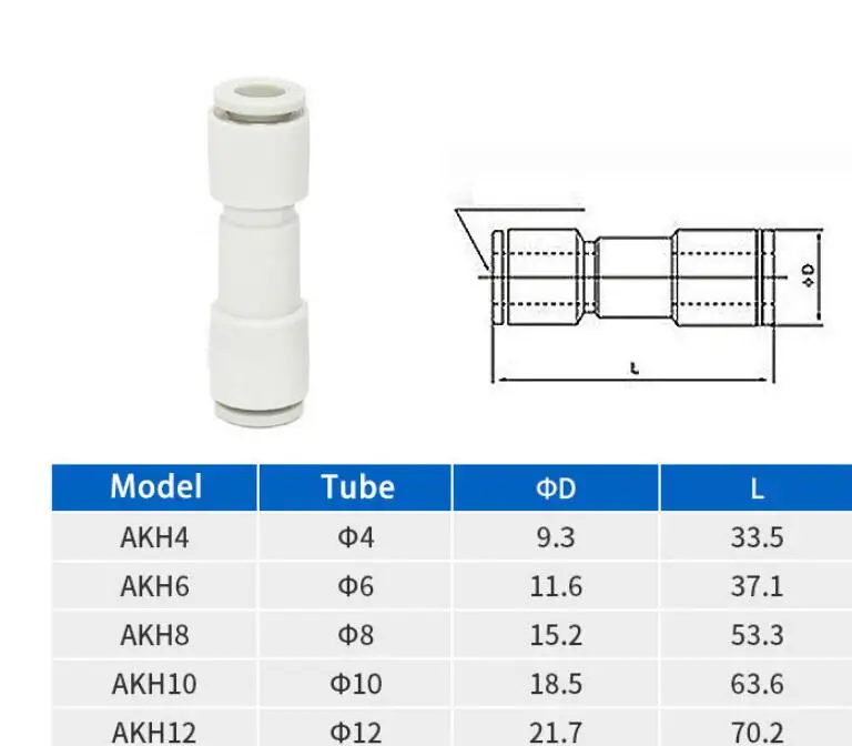 Elettrovalvola Straight Pneumatic Control AKH Non Return Plastic Check Valve AKH04 AKH06 AKH08 One-touch Fittings Pneumatic One-way SMC Type Pneumatica — dettaglio 2