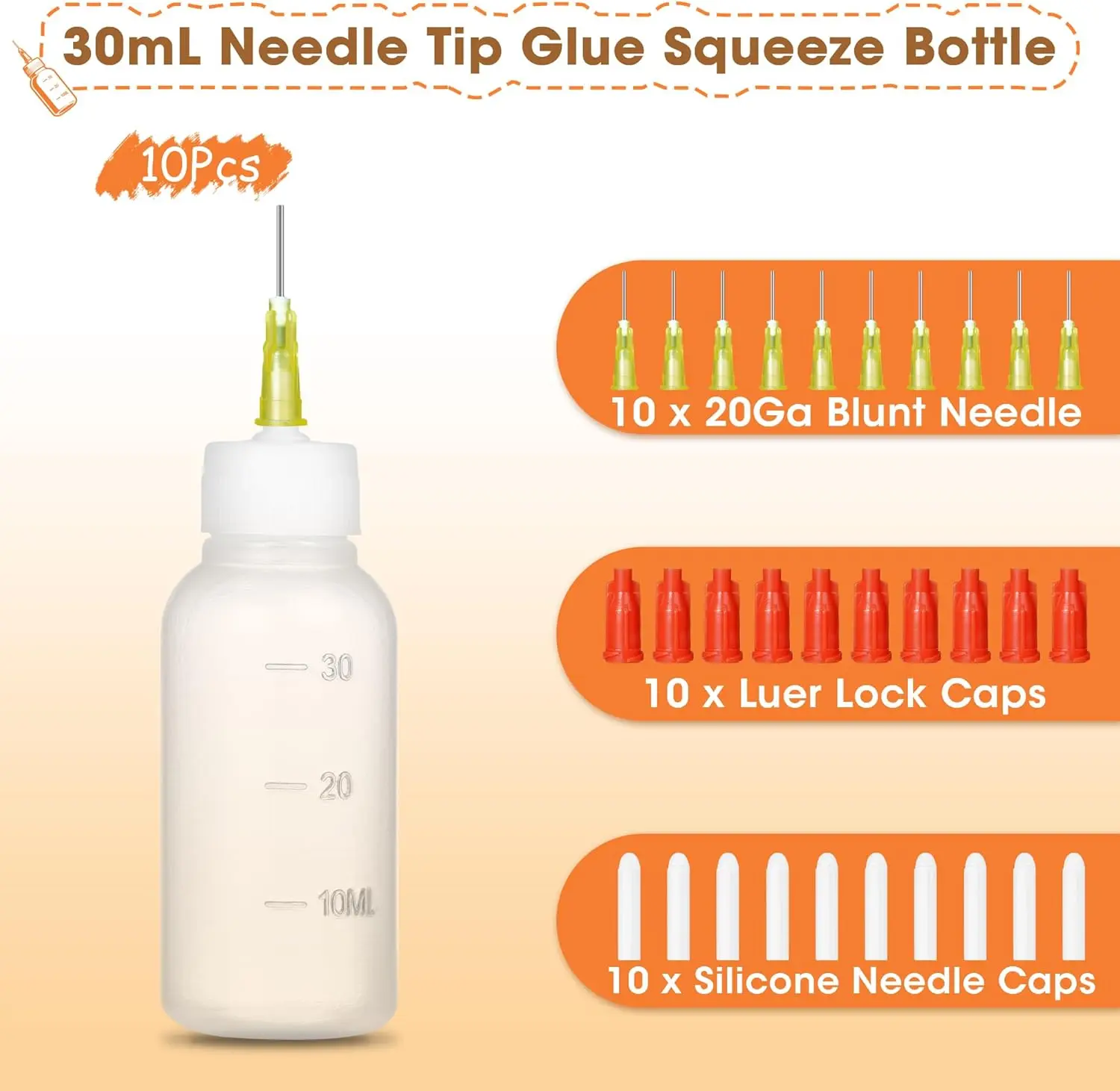 Precision Needle-Tip Glue Squeeze Bottle, 30Cc Glue Bottle with Blunt Needle-Tip Precision Dispenser, Used for Dispensing or Refilling Oil, Liquid, Paint, Glue, and Crafts image 2