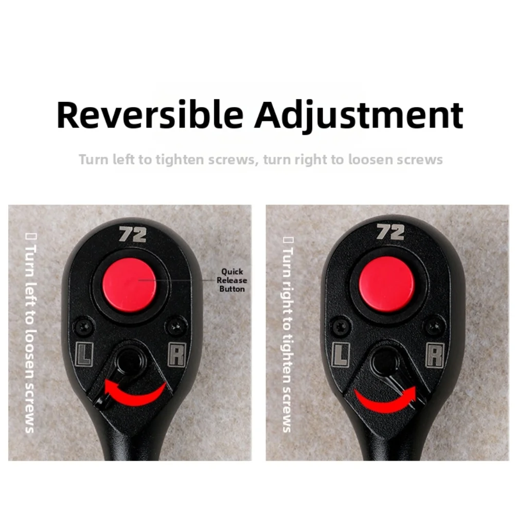 For Car Repairs 1 2inch Drive One-Thumb Switch Chrome Vanadium Wrench Diy 135mm 5.31'' Minimal Swing Clearance