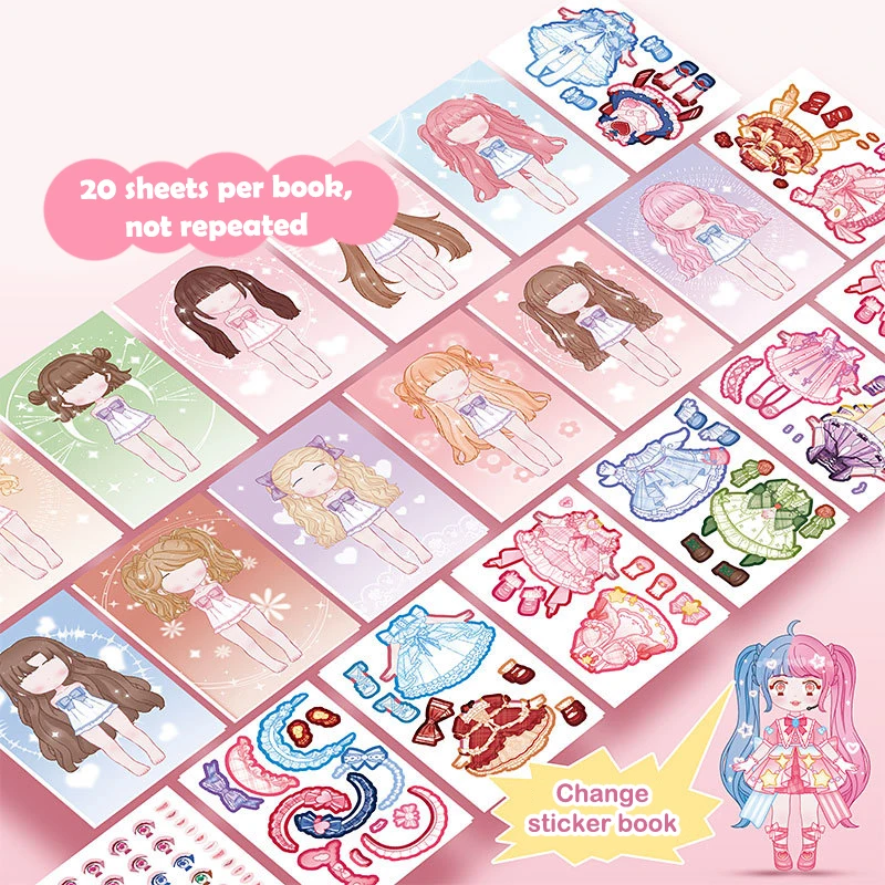 Principessa Puzzle Libro fai da te Adesivo per trucco cartone animato per ragazza Attività Regalo giocattolo per bambini fatto a mano