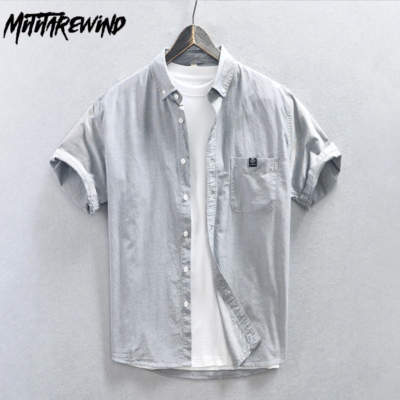 Pure Cotton Summer Clothes for Men Breathable Loose Casual Shirts Solid Oxford Short Sleeves Shirt Simple Versatile Tops M-4XL