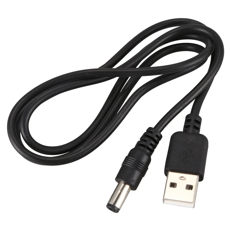 2 cables USB de 5,5 Mm/2,1 Mm, 5V CC, Cable de alimentación con conector de barril (negro, 75Cm)