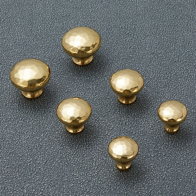 Латунные кованые грибные ручки ручной работы, роскошное золото, для ящиков, шкафов, гардеробов, круглая дизайнерская ручка с одним отверстием