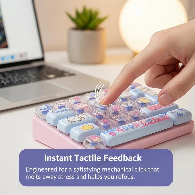 1 Stück Niedliche Tier-Themen Transparente 26-Fächer-Tastatur-Schlüsselanhänger Taschenzubehör Paar-Stressabbau Kreatives Geschenk – Detail 3