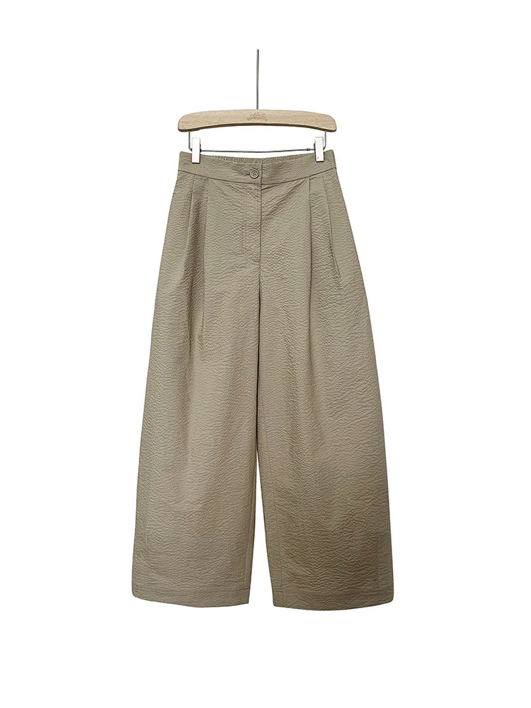 

Casual Outdoor Women's Bubble Cotton on Pants High Waist Straight Leg Pants Comfortable Loose Feeling Cotton Fabric