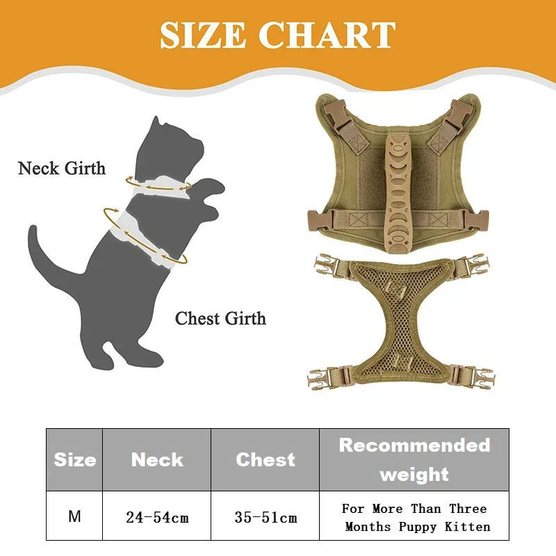 Tactical Harness Vest Dog Harness Leash Set for Small Dogs Training Easy Control Vest Pet Chest Strap Accessories for Puppy Cat