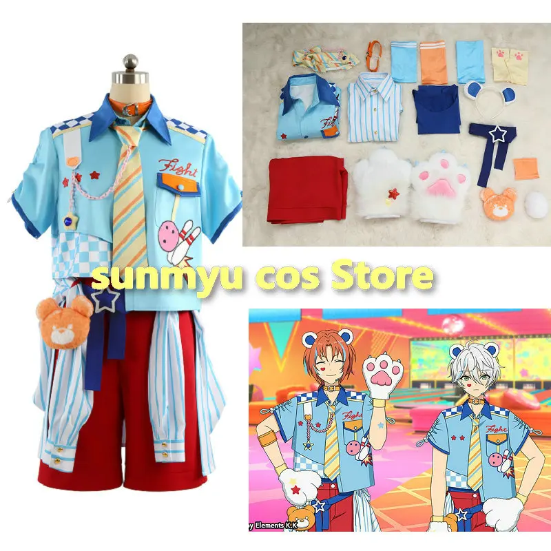 Disfraz de Cosplay de Ensemble Stars, Leo Tsukinaga, Nazuna, Nito, Tori, Himemiya, Makoto, Yuuki, Natsu, Kanna, Kuma, Kuma ResQ, Talla Personalizable