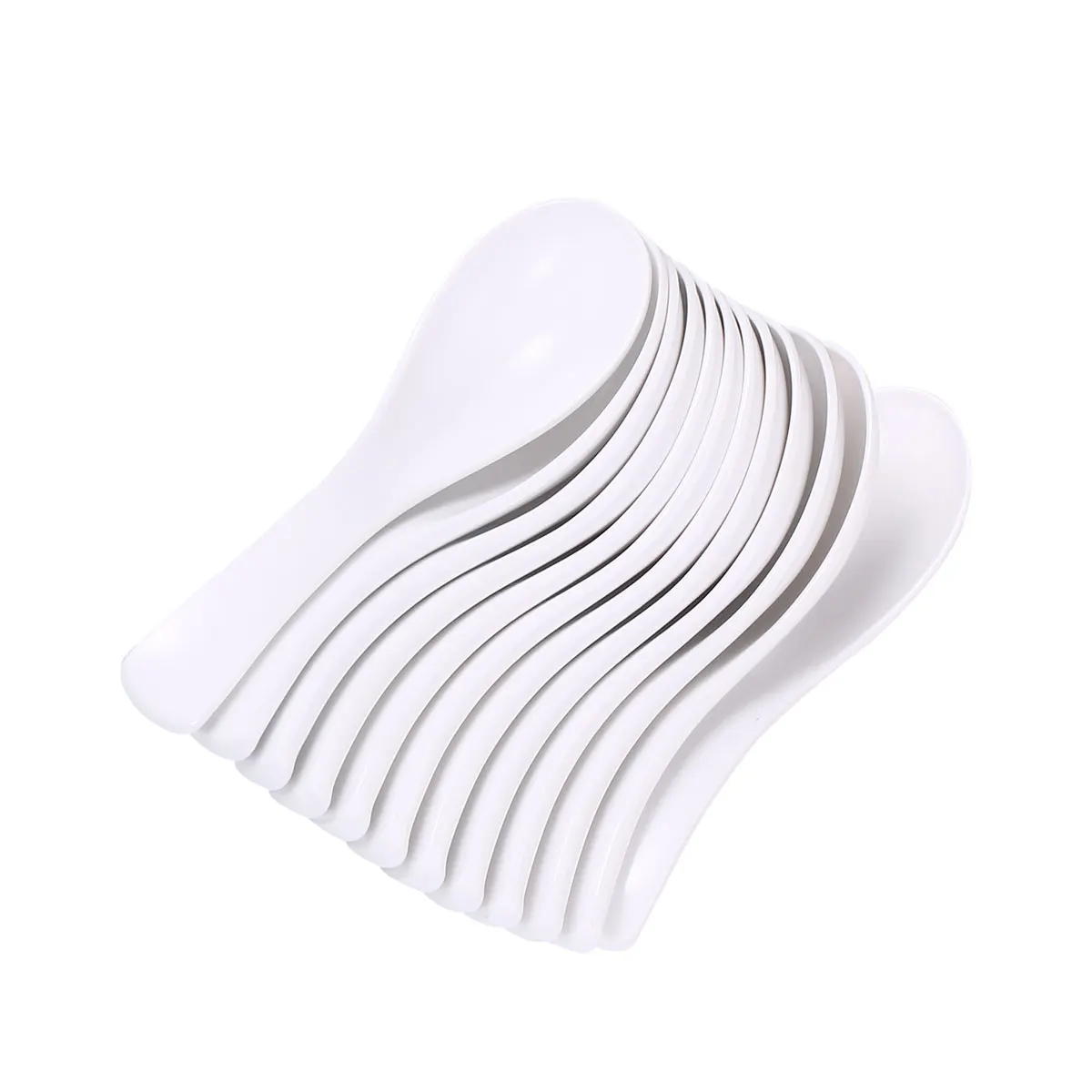 

12PCS Soup Spoon Lightweight Ecofriendly Tableware Restaurant Melamine Tableware White Kitchenware