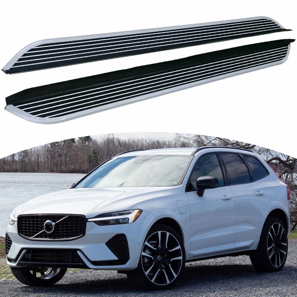 Fit for Volvo XC60 2018-2024 2PCS Aluminum  Fixed Side Steps Running Boards Nerf Bars Rails Stepping Plates Pedals Protector