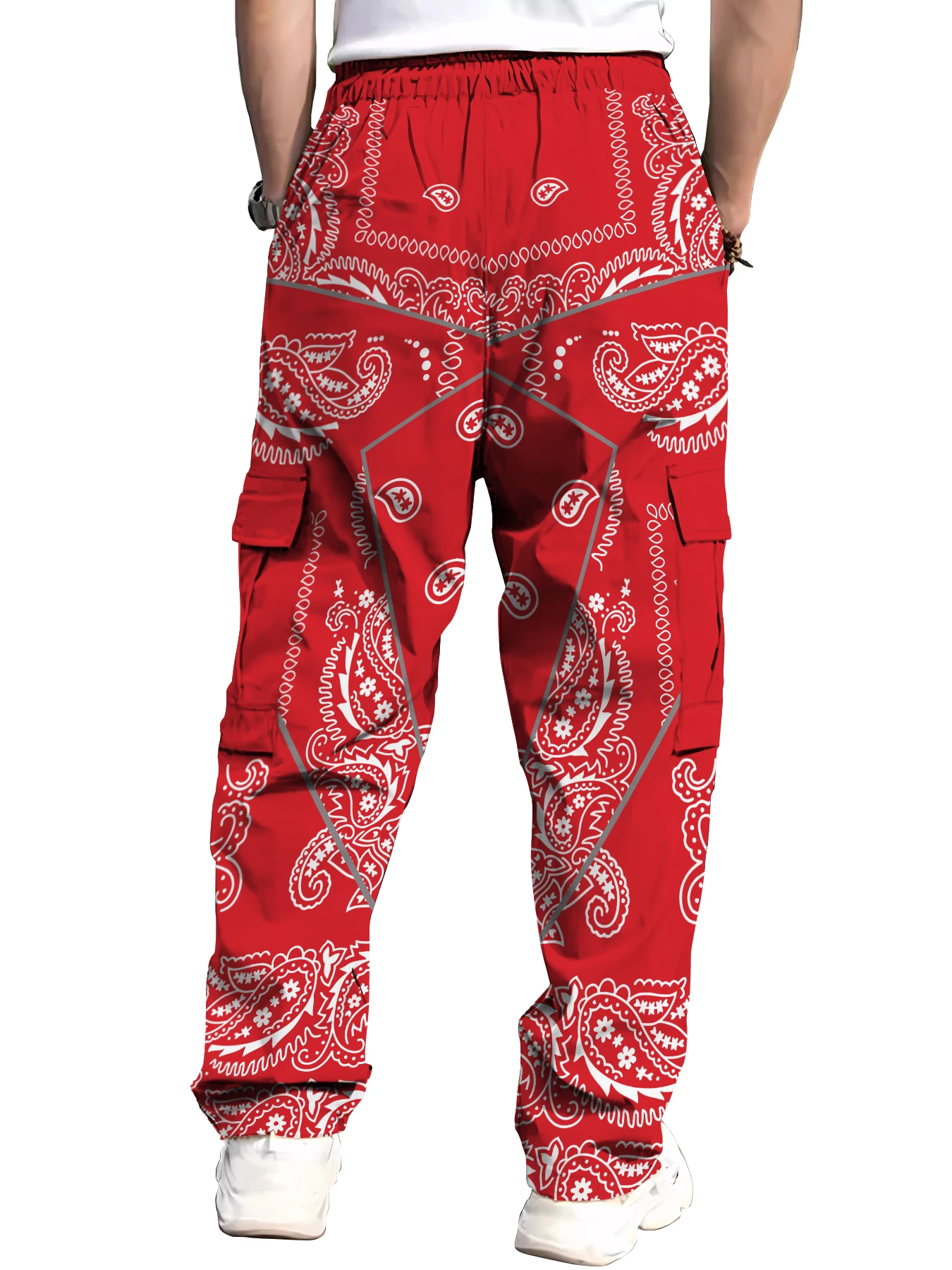 

Red Camouflage Print Cargo Pants Men 3D Design Comfortable Streetwear Casual Fashion Pants