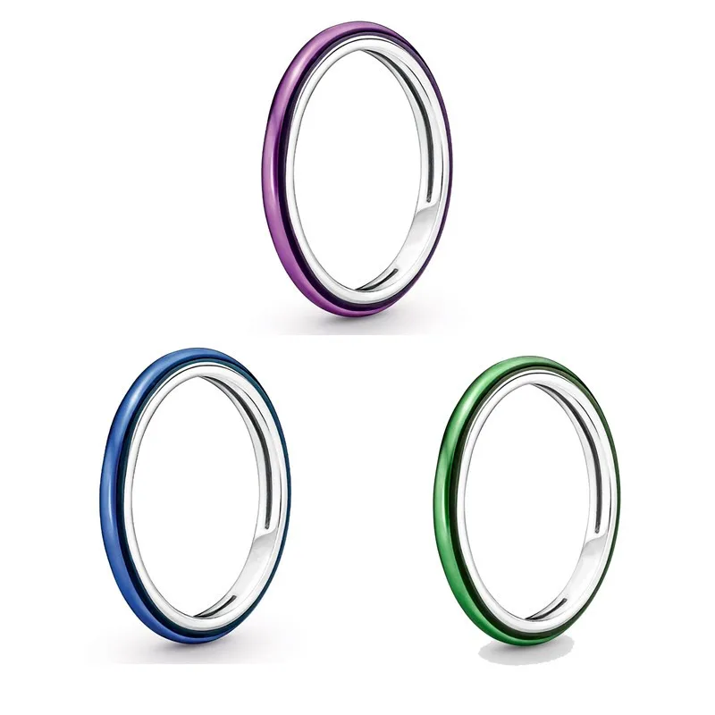 

Original Me Shocking Purple & Green & Blue Ring For Women 925 Sterling Silver Wedding Gift Fashion Jewelry