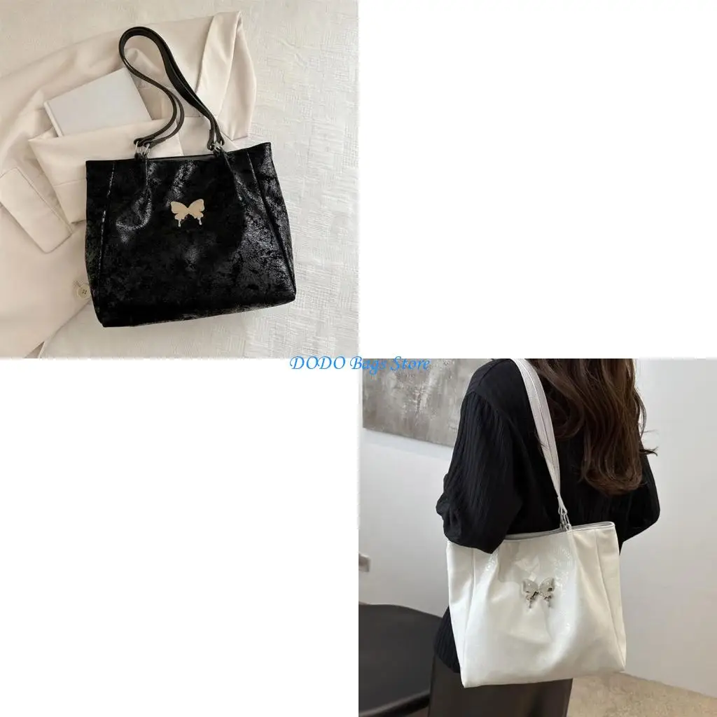 

Large Capacity Armpit Bag for Women Butterfly Shoulder Bag PU Leather Handbag