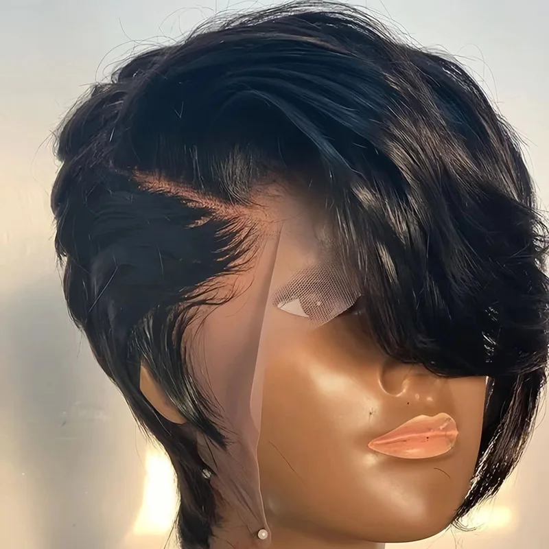 

Pixie Lace Frontal Wig For Women Wavy Preplucked Hairline 13×4×1 Wigs T Part Short Bob Wig Brazilian Remy Human Hair Wigs